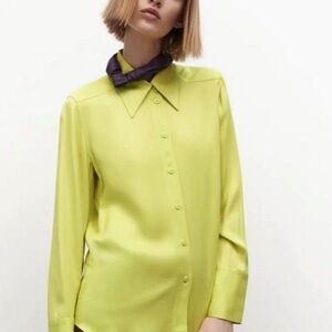 Zara Yellow Long Sleeve Button Down Shirt
